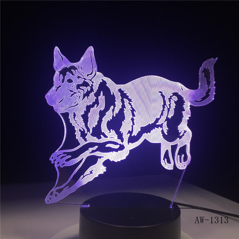 New 3D LED Night Light Wolf Animal 7 Colors Changing Creative Desk Lamp USB Touch Remote Table lamps Birthday Gift 1313