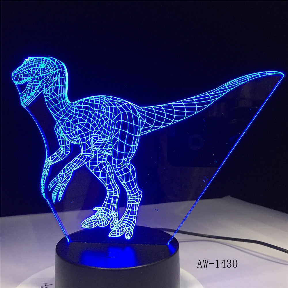 Lesothosaurus Alxasaurus Dinosaur 3D Illusion Blue 7 Colors Led Night Light Sleeping Nightlight Table Lamp Boys Gifts AW-1430