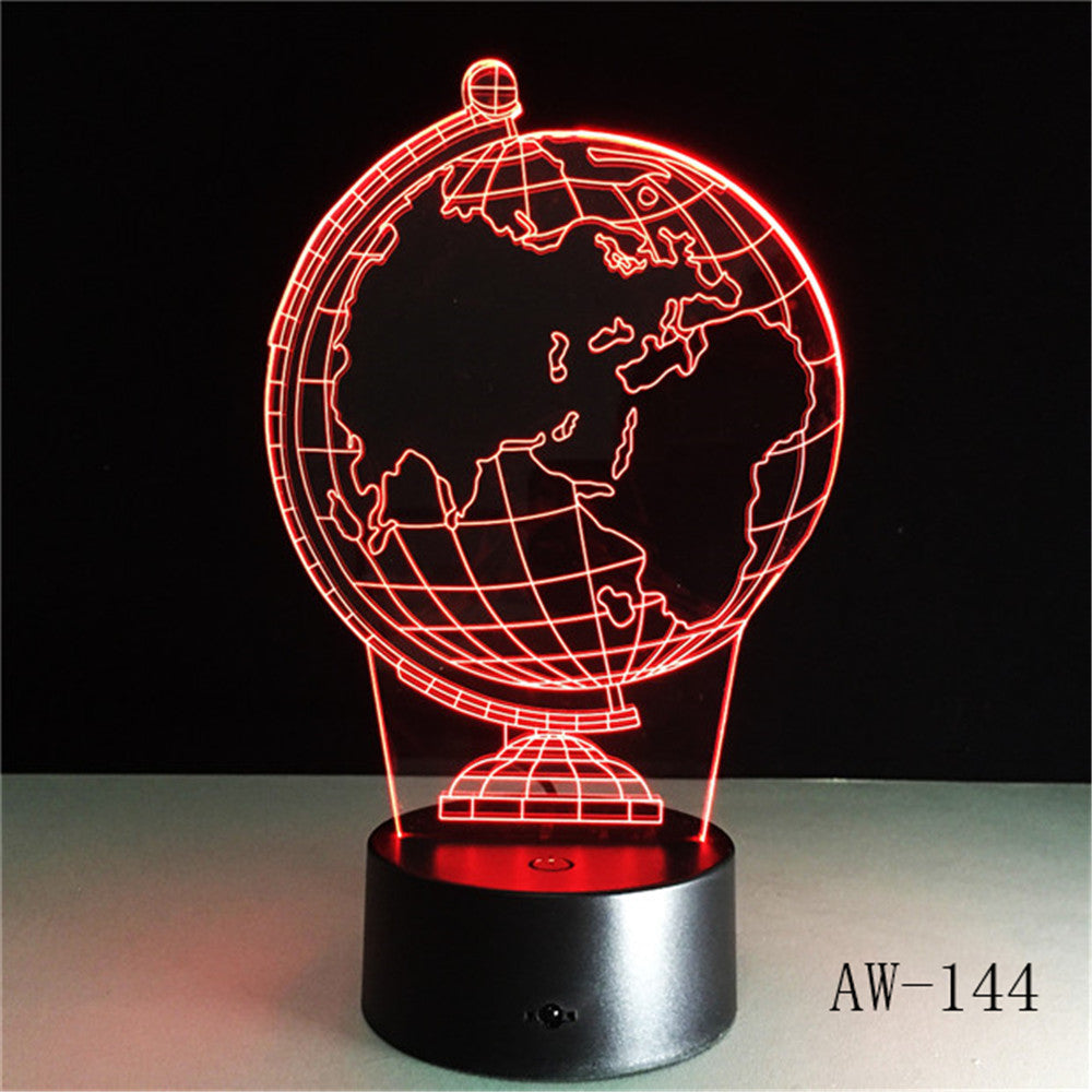 Creative Earth Globe 3D Holograma acrylic 7 Color Bedside Bedroom Lamp Luz De LED Lamp USB Night Light Casa Lampka AW-144