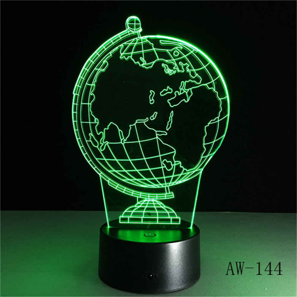 Creative Earth Globe 3D Holograma acrylic 7 Color Bedside Bedroom Lamp Luz De LED Lamp USB Night Light Casa Lampka AW-144