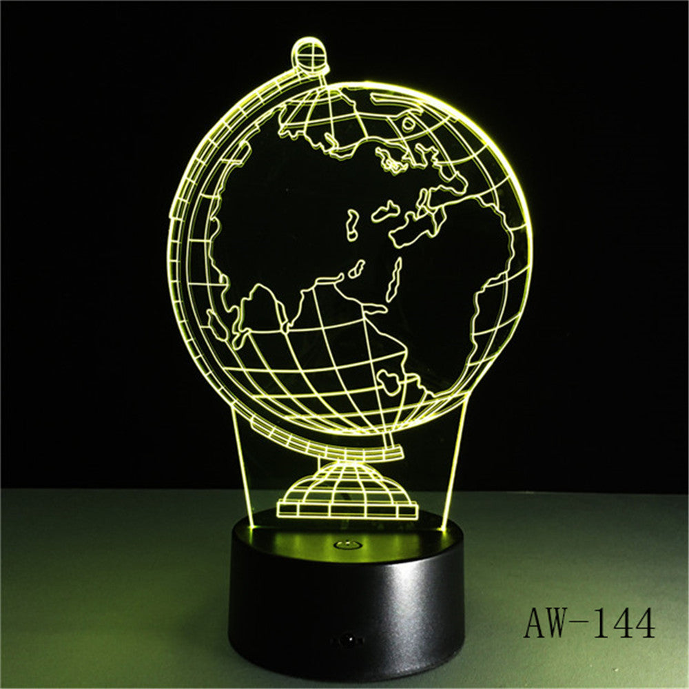 Creative Earth Globe 3D Holograma acrylic 7 Color Bedside Bedroom Lamp Luz De LED Lamp USB Night Light Casa Lampka AW-144