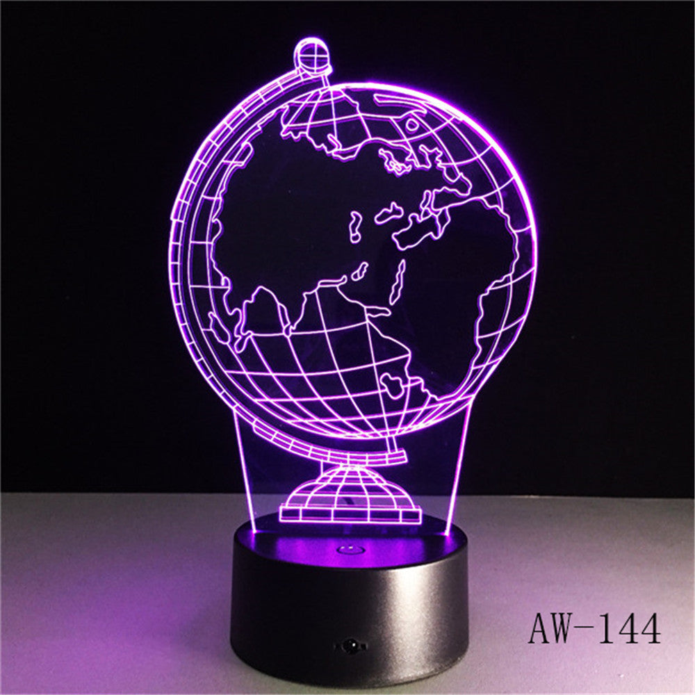 Creative Earth Globe 3D Holograma acrylic 7 Color Bedside Bedroom Lamp Luz De LED Lamp USB Night Light Casa Lampka AW-144