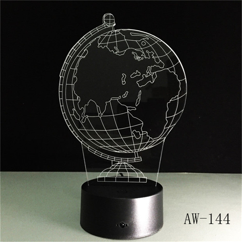 Creative Earth Globe 3D Holograma acrylic 7 Color Bedside Bedroom Lamp Luz De LED Lamp USB Night Light Casa Lampka AW-144
