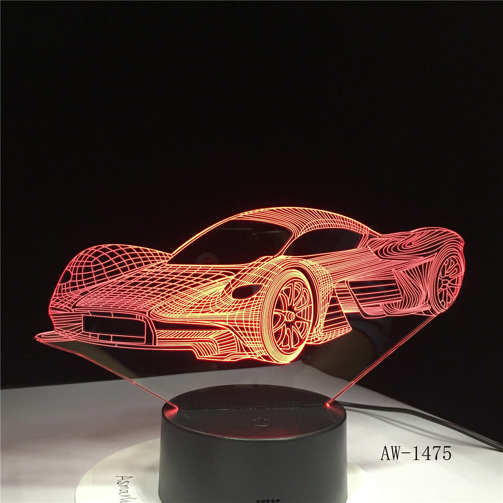 Super Running Car Acrylic 3D Lamp 7 Color Change Night Light Baby Gifts LED USB Desk lamp Atmosphere Decor Souvenir AW-1475