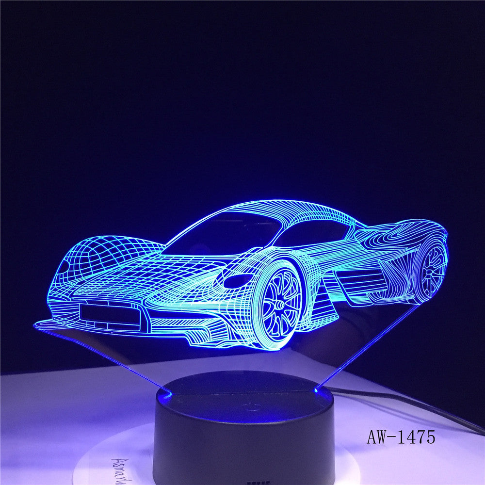 Super Running Car Acrylic 3D Lamp 7 Color Change Night Light Baby Gifts LED USB Desk lamp Atmosphere Decor Souvenir AW-1475