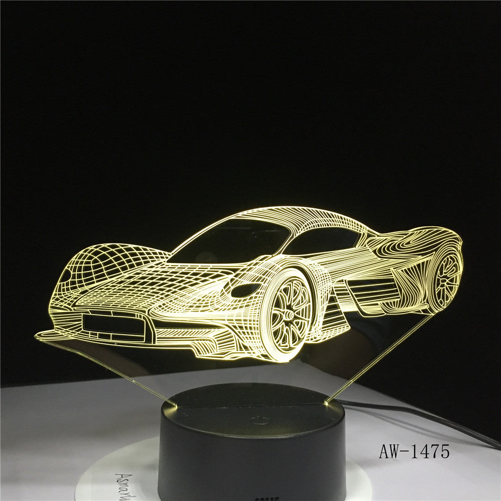 Super Running Car Acrylic 3D Lamp 7 Color Change Night Light Baby Gifts LED USB Desk lamp Atmosphere Decor Souvenir AW-1475
