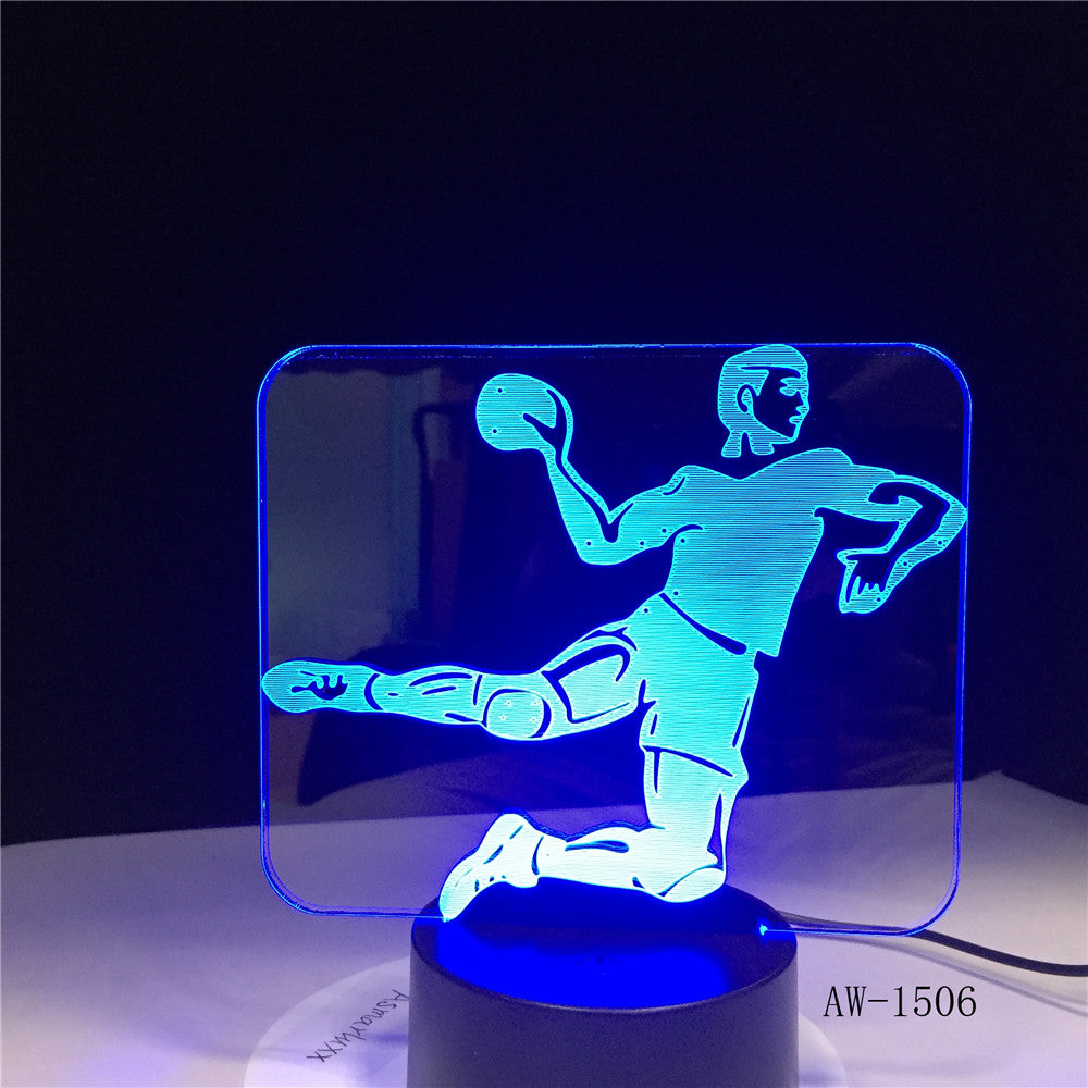 Handball Player Figure 3D LED Night Light USB Children Kids Gift Baby Nightlight Sports Desk lamp Bedside Dropshipping AW-1506