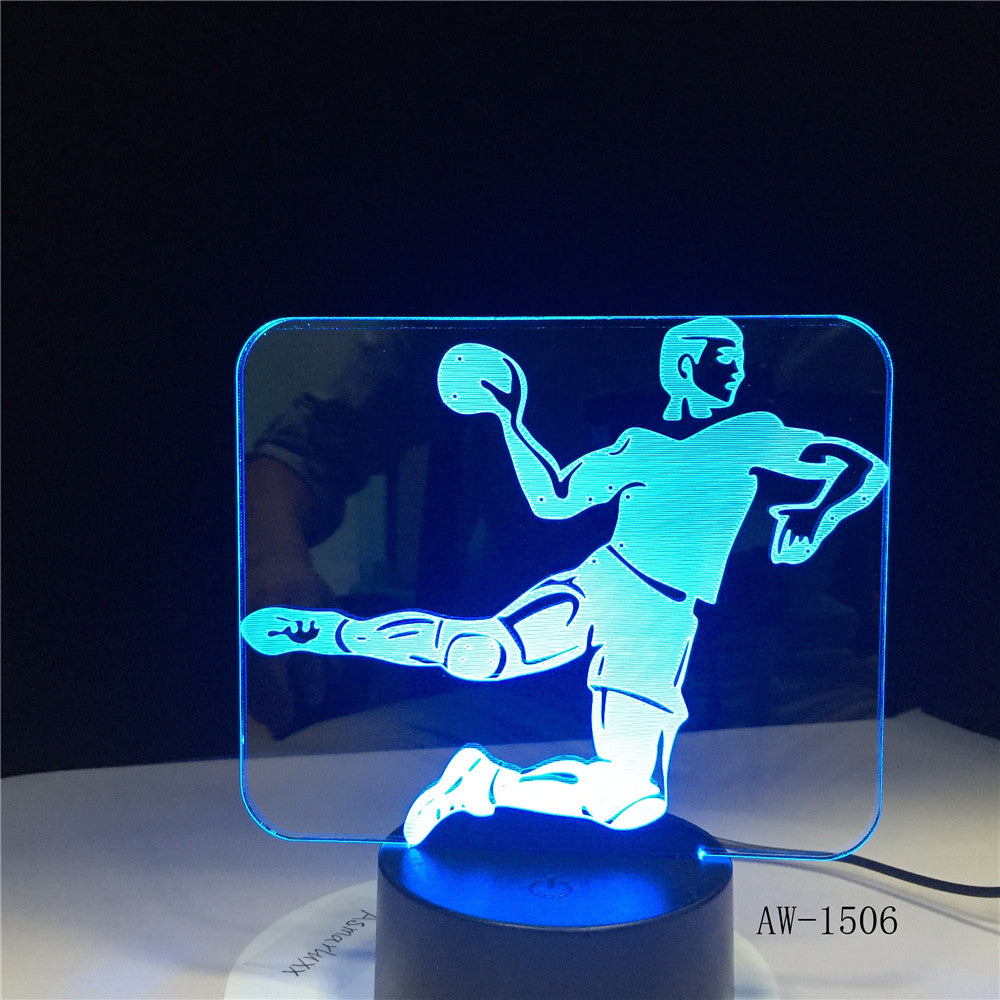 Handball Player Figure 3D LED Night Light USB Children Kids Gift Baby Nightlight Sports Desk lamp Bedside Dropshipping AW-1506
