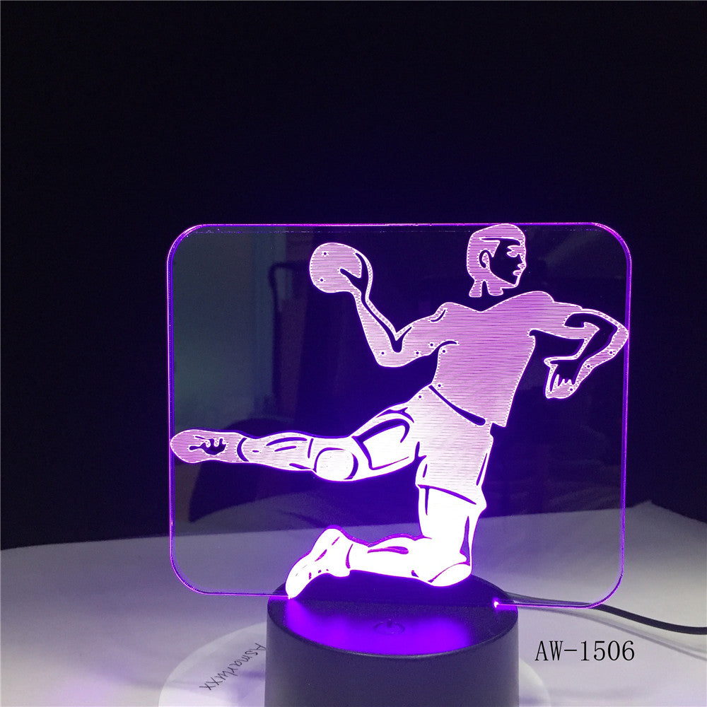 Handball Player Figure 3D LED Night Light USB Children Kids Gift Baby Nightlight Sports Desk lamp Bedside Dropshipping AW-1506