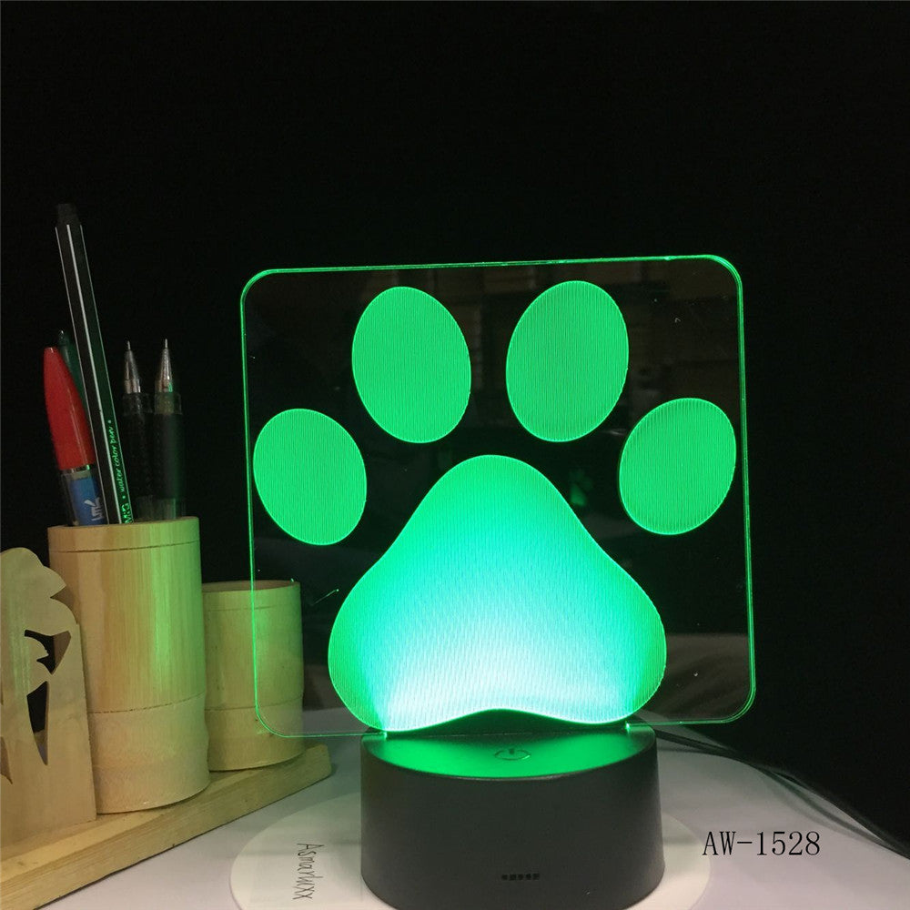 Dog Paw Footprints Modelling 3D Table Lamp LED Colorful Nightlight Bedroom Decor USB Sleep Lighting Kids Brithday Gifts 1528