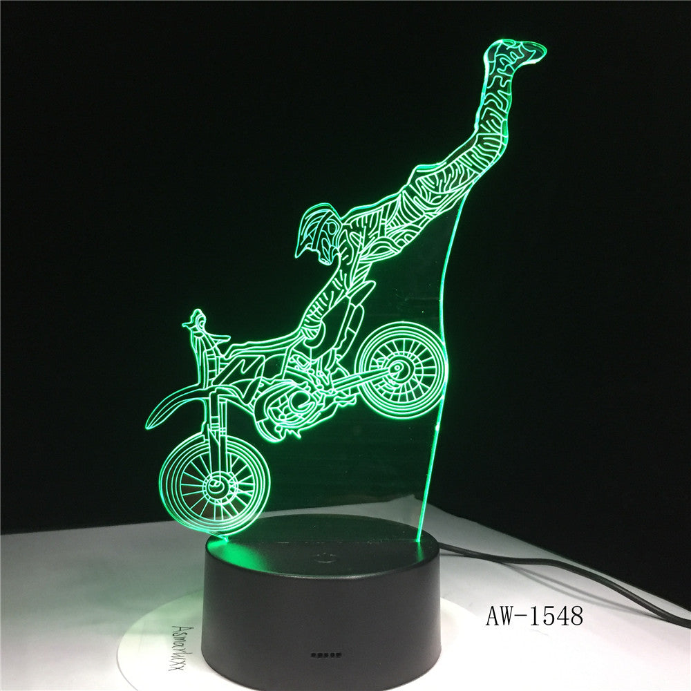 Dirt Bike Shape LED Night Light Motocross Motorcycle 3D Acrylic LED Table Lamp 7 Color Night Light Touchs RC Lamp AW-1548