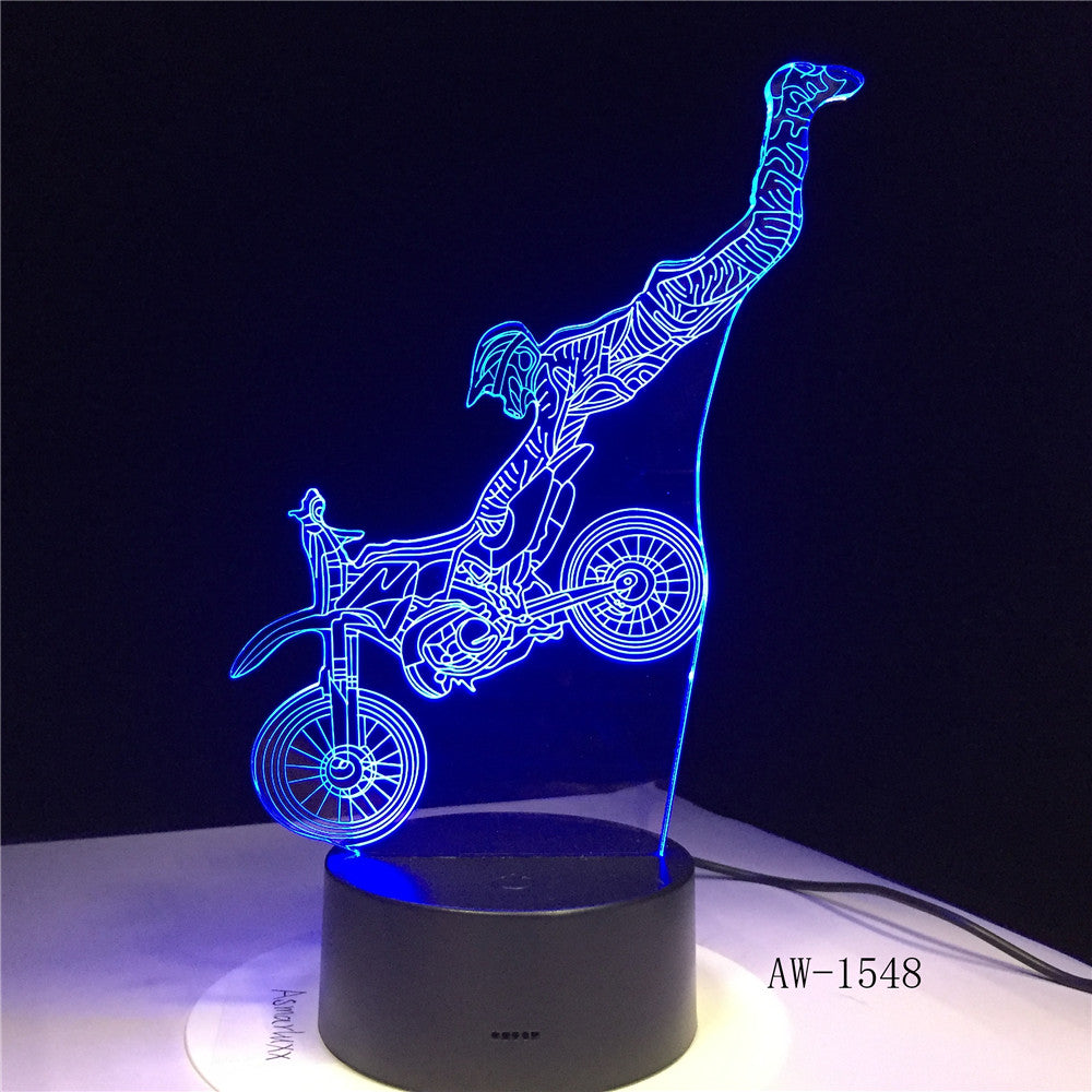 Dirt Bike Shape LED Night Light Motocross Motorcycle 3D Acrylic LED Table Lamp 7 Color Night Light Touchs RC Lamp AW-1548