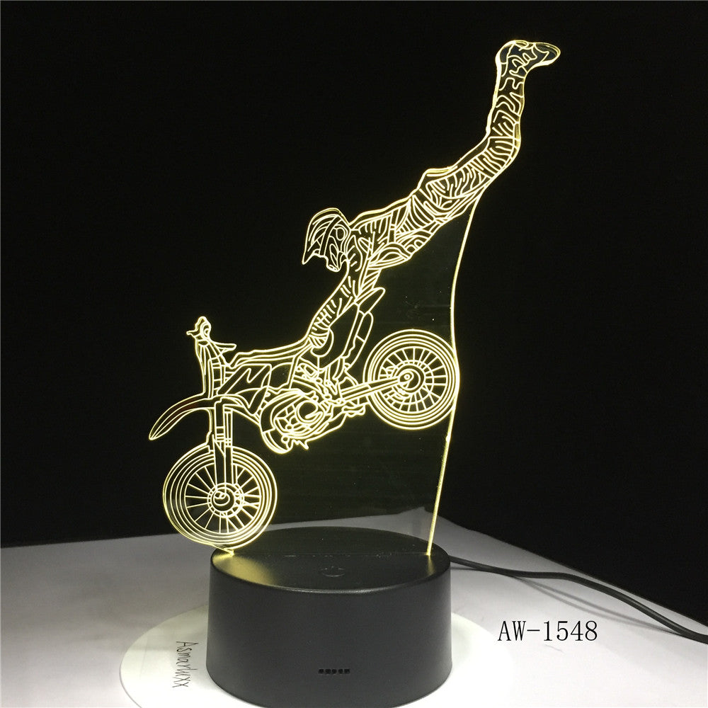 Dirt Bike Shape LED Night Light Motocross Motorcycle 3D Acrylic LED Table Lamp 7 Color Night Light Touchs RC Lamp AW-1548