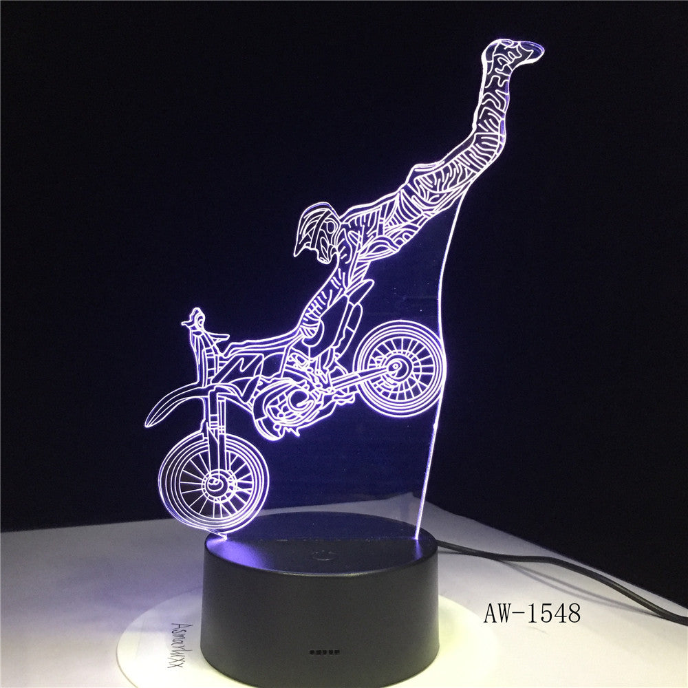 Dirt Bike Shape LED Night Light Motocross Motorcycle 3D Acrylic LED Table Lamp 7 Color Night Light Touchs RC Lamp AW-1548