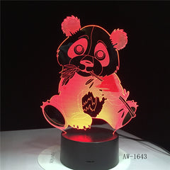 Cute Panda 3D Night Light Creative Electric Illusion 3d Lamp LED 7 Color Changing USB touch Desk Lamp For Kid's Gift AW-1643