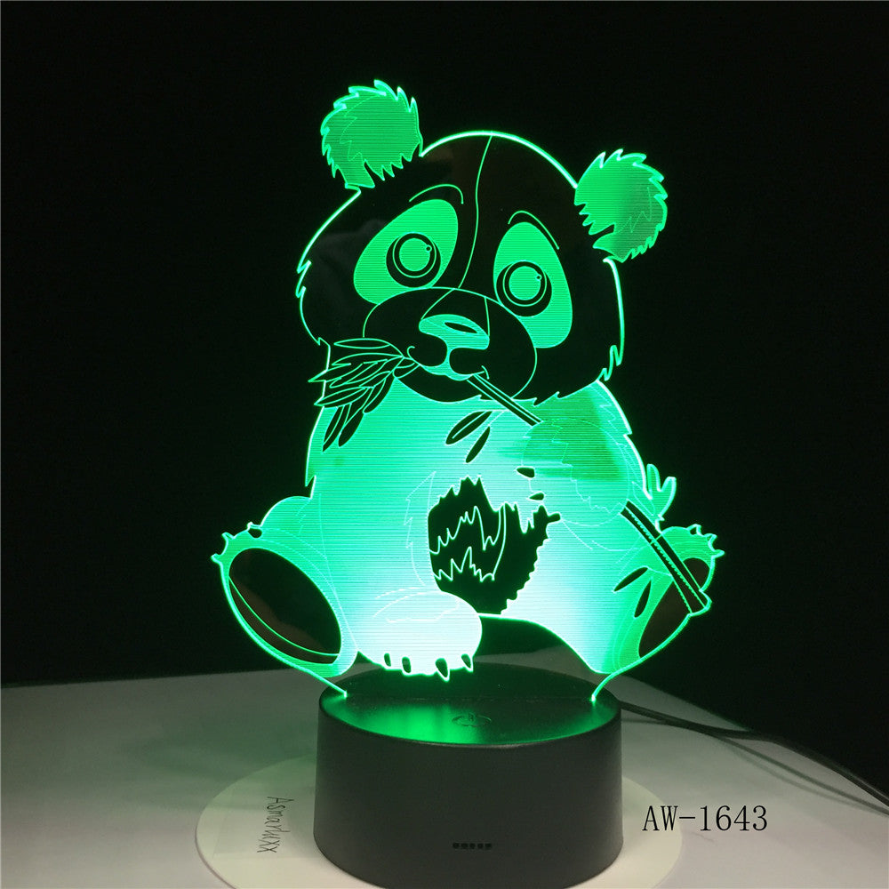 Cute Panda 3D Night Light Creative Electric Illusion 3d Lamp LED 7 Color Changing USB touch Desk Lamp For Kid's Gift AW-1643