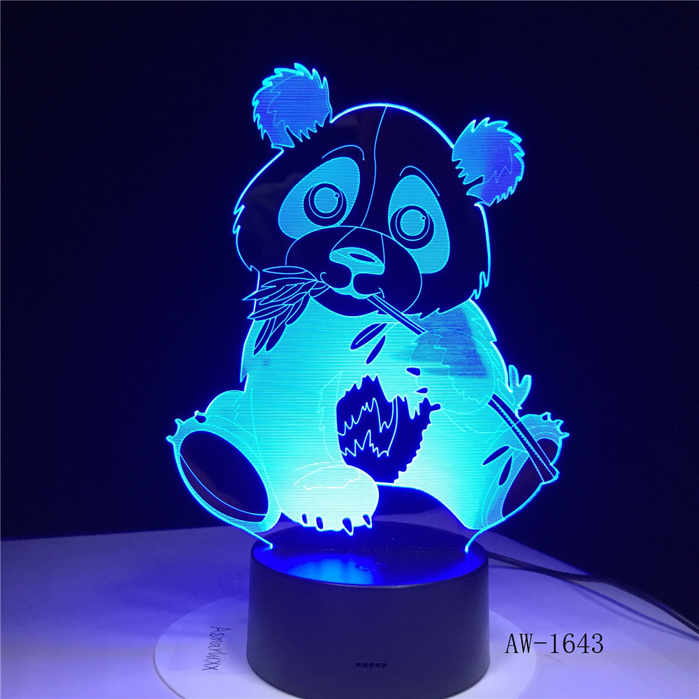 Cute Panda 3D Night Light Creative Electric Illusion 3d Lamp LED 7 Color Changing USB touch Desk Lamp For Kid's Gift AW-1643