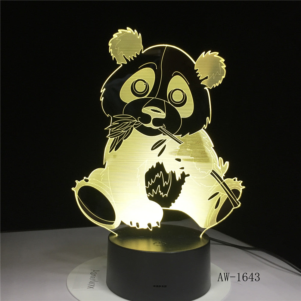 Cute Panda 3D Night Light Creative Electric Illusion 3d Lamp LED 7 Color Changing USB touch Desk Lamp For Kid's Gift AW-1643
