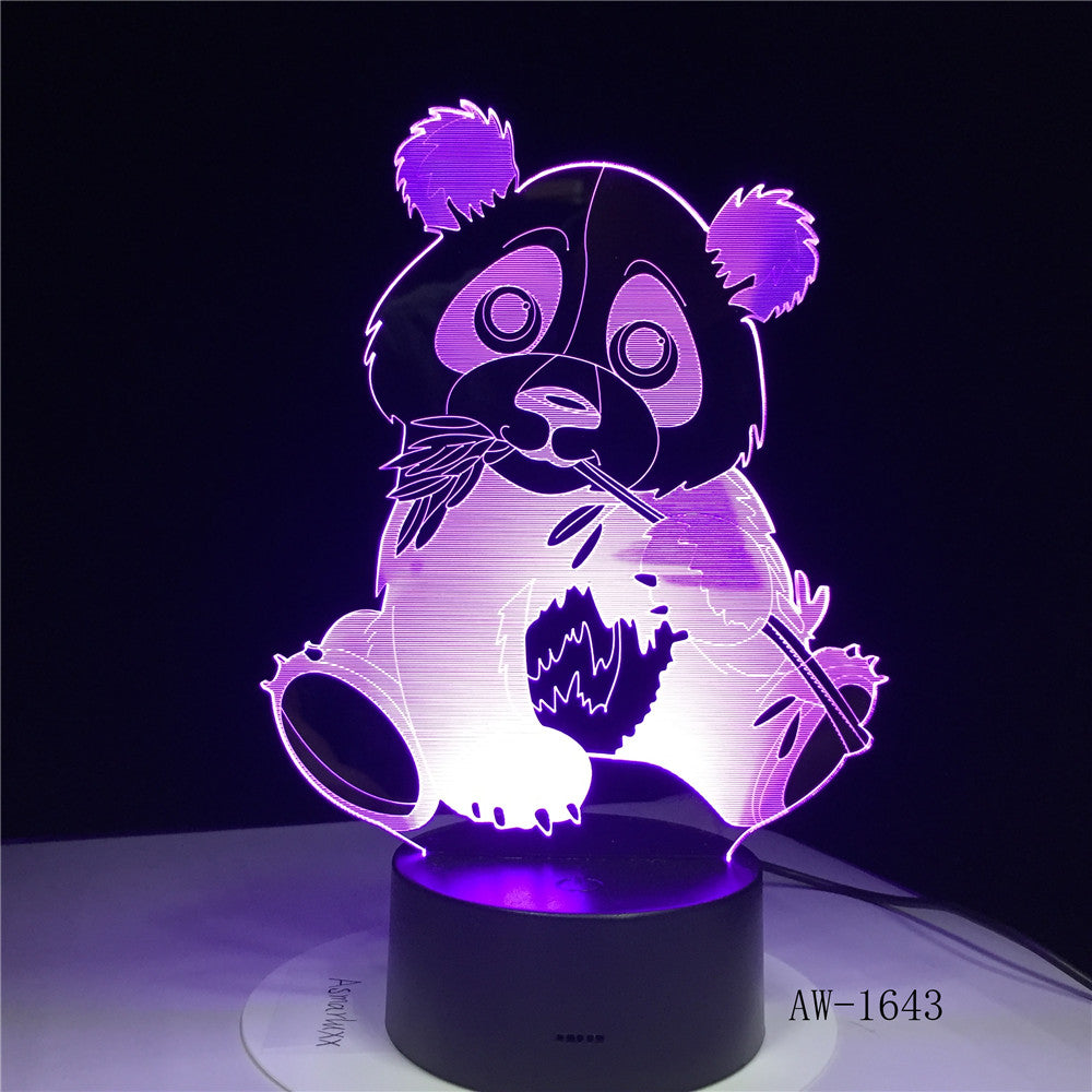 Cute Panda 3D Night Light Creative Electric Illusion 3d Lamp LED 7 Color Changing USB touch Desk Lamp For Kid's Gift AW-1643