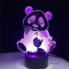 Cute Panda 3D Night Light Creative Electric Illusion 3d Lamp LED 7 Color Changing USB touch Desk Lamp For Kid's Gift AW-1643