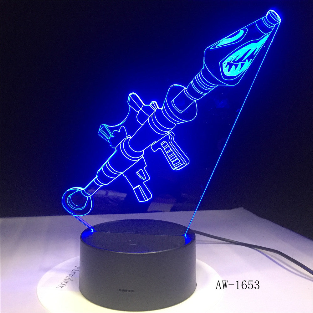 3D Scar Lamp Rocket Launcher LED Night Lamps Fortnit 3D Lights 7 Color Changing for Bedroom Home Decor Birthday Gifts AW-1653