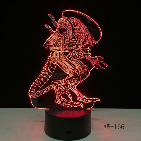 Action Movie Alien vs Predator Prometheus 3D LED USB Lamp 7 Colors Changing Night Light Cool Boy Toy Bedroom Decoration AW-166