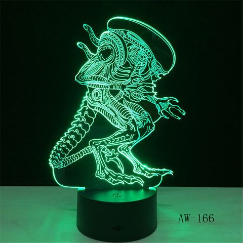 Action Movie Alien vs Predator Prometheus 3D LED USB Lamp 7 Colors Changing Night Light Cool Boy Toy Bedroom Decoration AW-166