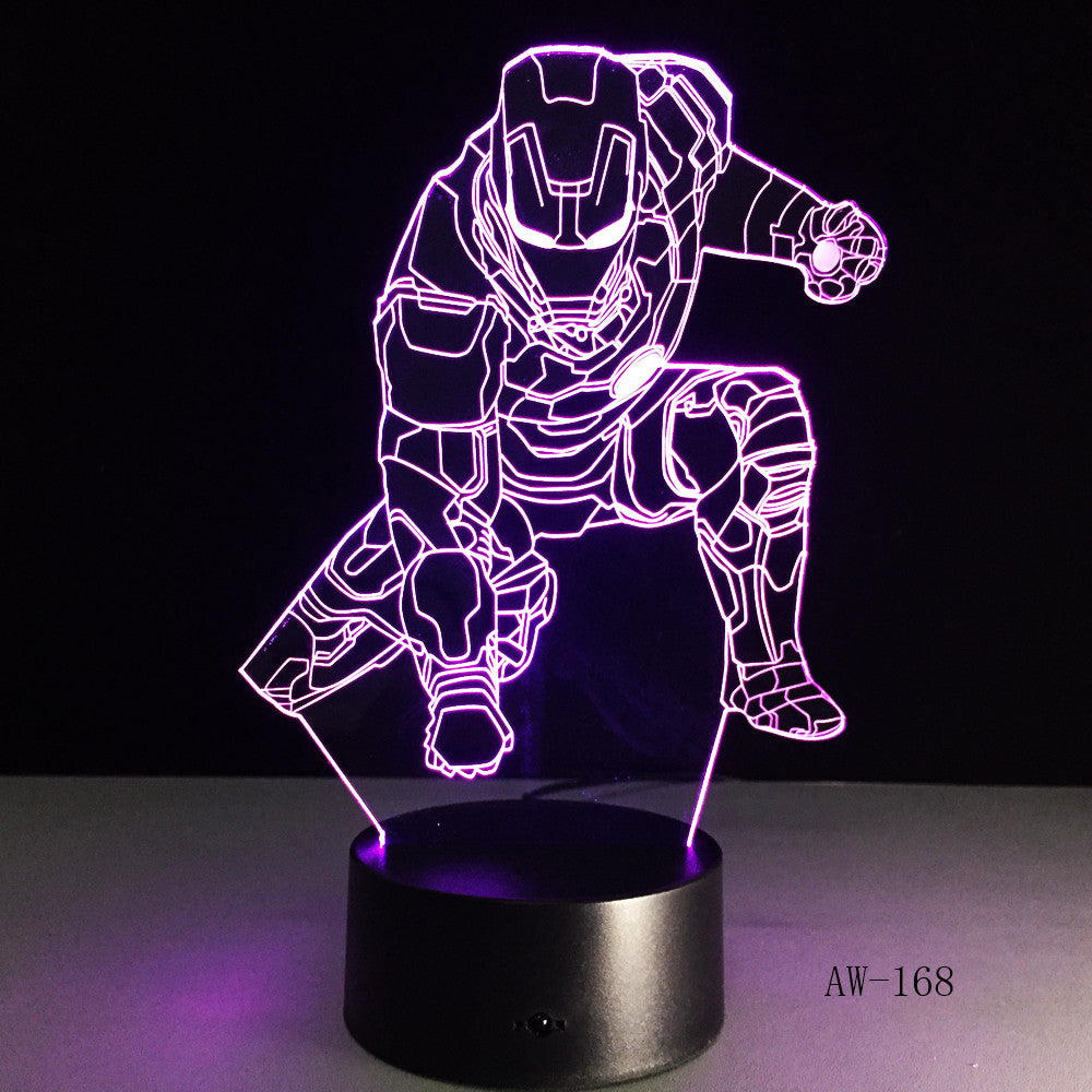 Novelty Superhero Ironman Action Figure 7 Colors Changing LED 3D Night Lamp lampada Child Kids Table Bedroom Light Gifts AW-168