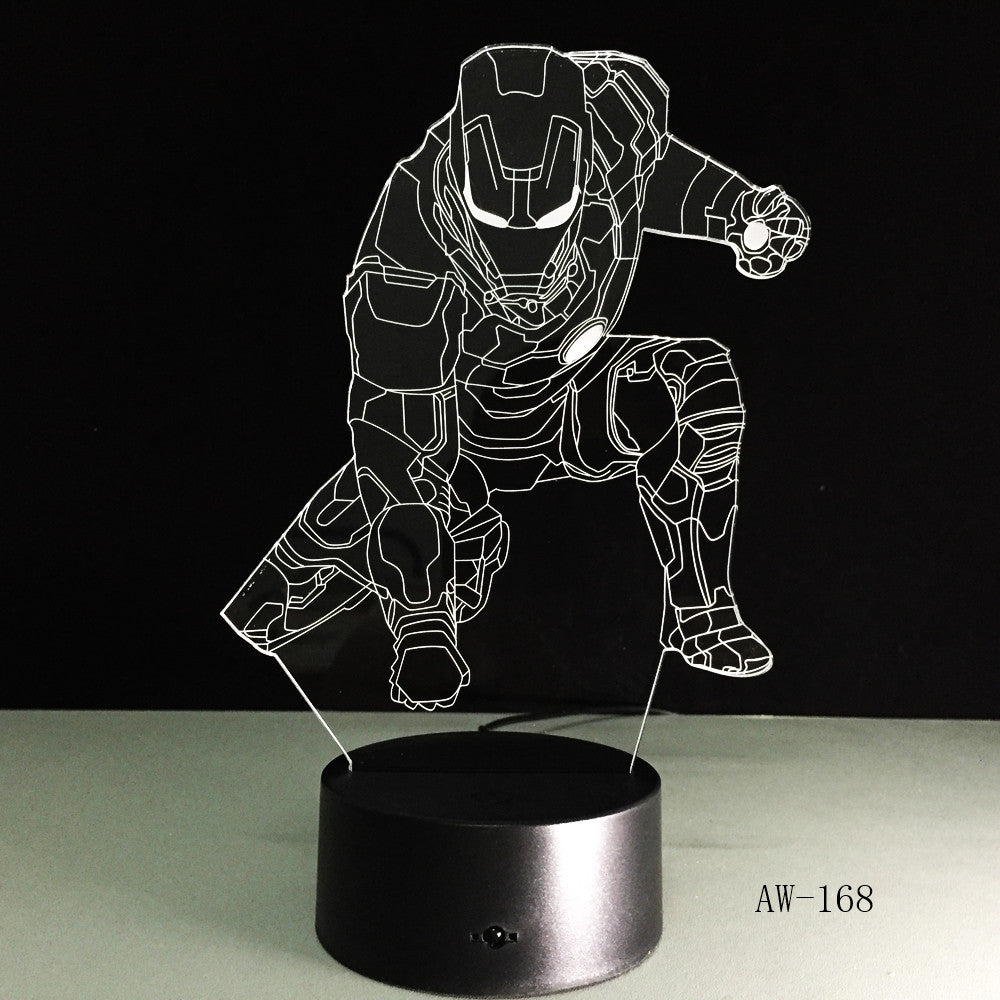 Novelty Superhero Ironman Action Figure 7 Colors Changing LED 3D Night Lamp lampada Child Kids Table Bedroom Light Gifts AW-168