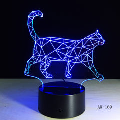 The New Walking Cat 3D Nightlight Acrylic Stereoscopic LED Colorful Lamps Plug-in gradient Atmosphere Lamp Drop shipping AW-169