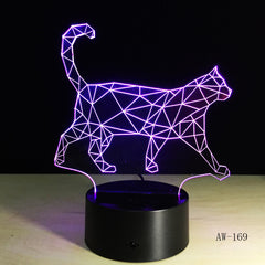 The New Walking Cat 3D Nightlight Acrylic Stereoscopic LED Colorful Lamps Plug-in gradient Atmosphere Lamp Drop shipping AW-169