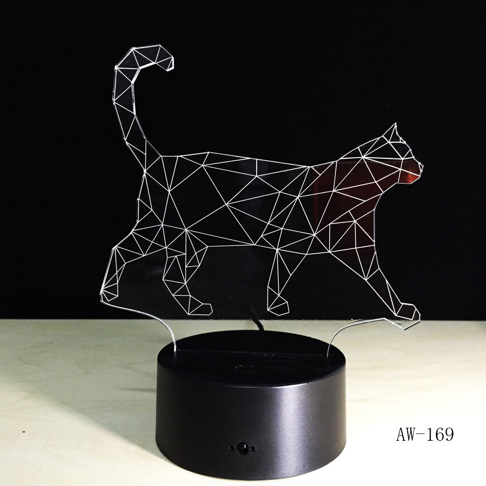 The New Walking Cat 3D Nightlight Acrylic Stereoscopic LED Colorful Lamps Plug-in gradient Atmosphere Lamp Drop shipping AW-169