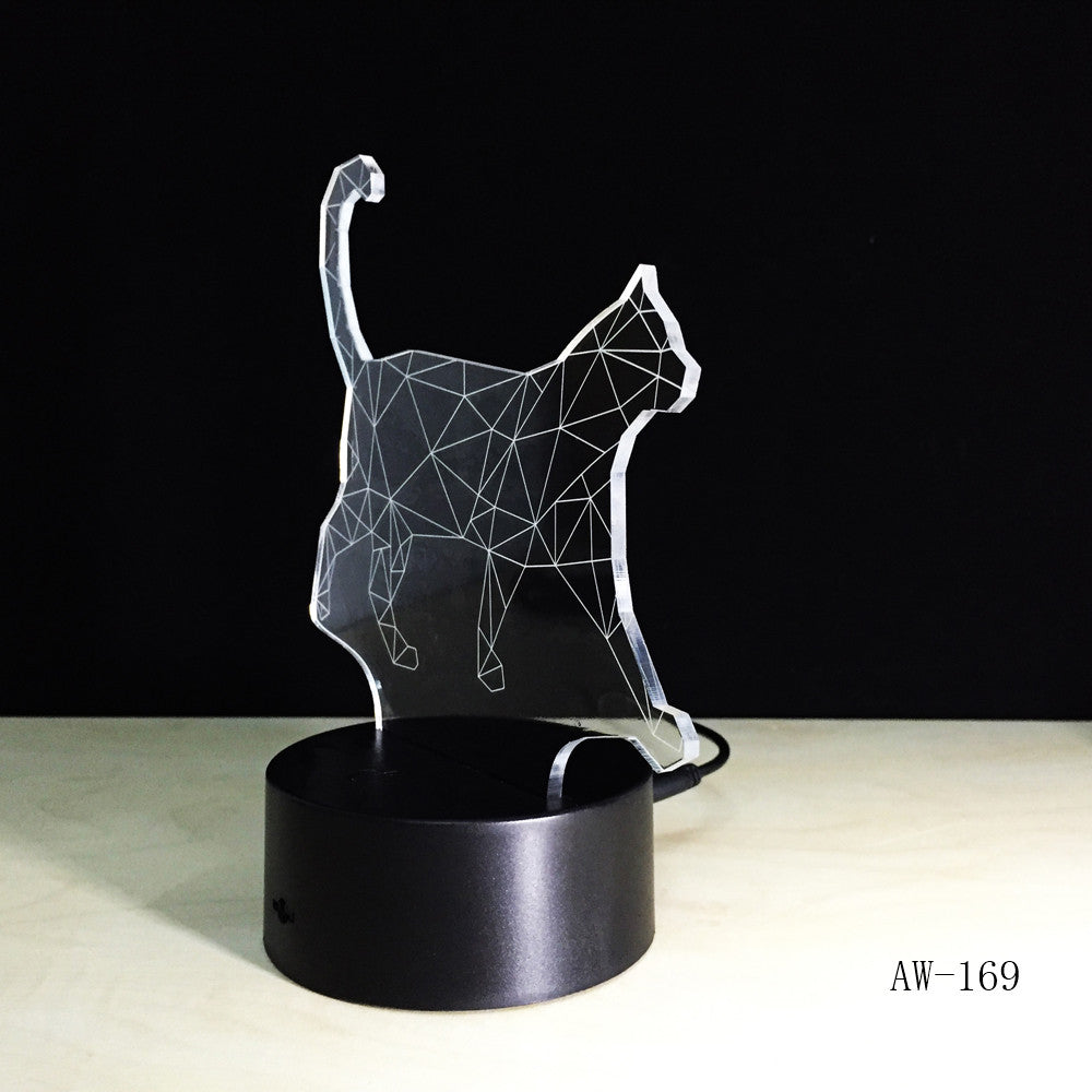 The New Walking Cat 3D Nightlight Acrylic Stereoscopic LED Colorful Lamps Plug-in gradient Atmosphere Lamp Drop shipping AW-169