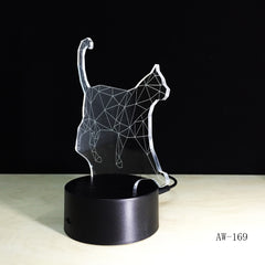 The New Walking Cat 3D Nightlight Acrylic Stereoscopic LED Colorful Lamps Plug-in gradient Atmosphere Lamp Drop shipping AW-169