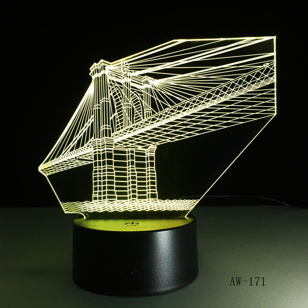 7 Color Bridge Lamp 3D Visual Led Night Lights for Kid Touch USB Table Lampara Lampe Baby Sleeping Nightlight Sensor Lamp AW-171