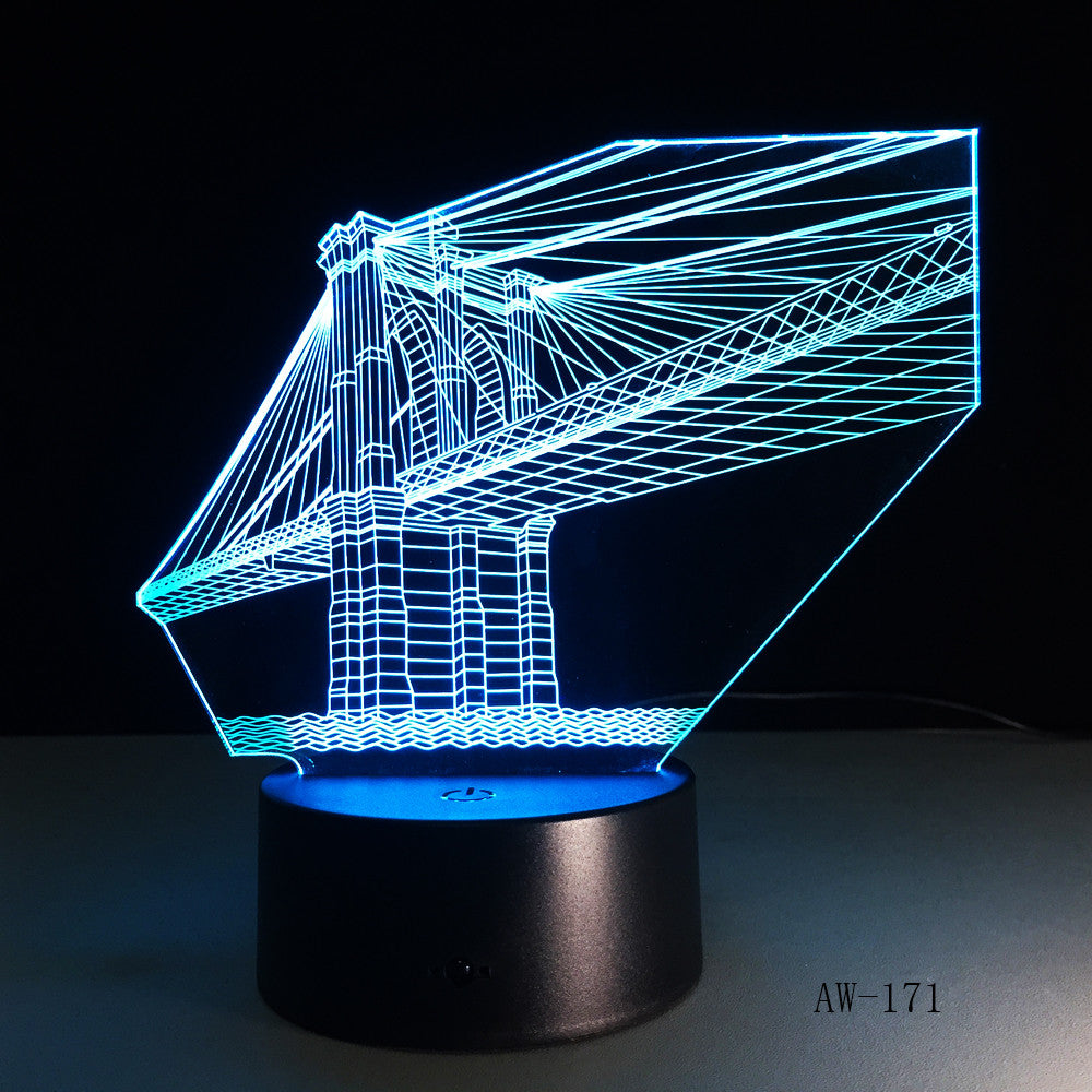 7 Color Bridge Lamp 3D Visual Led Night Lights for Kid Touch USB Table Lampara Lampe Baby Sleeping Nightlight Sensor Lamp AW-171