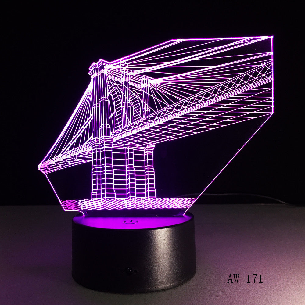 7 Color Bridge Lamp 3D Visual Led Night Lights for Kid Touch USB Table Lampara Lampe Baby Sleeping Nightlight Sensor Lamp AW-171