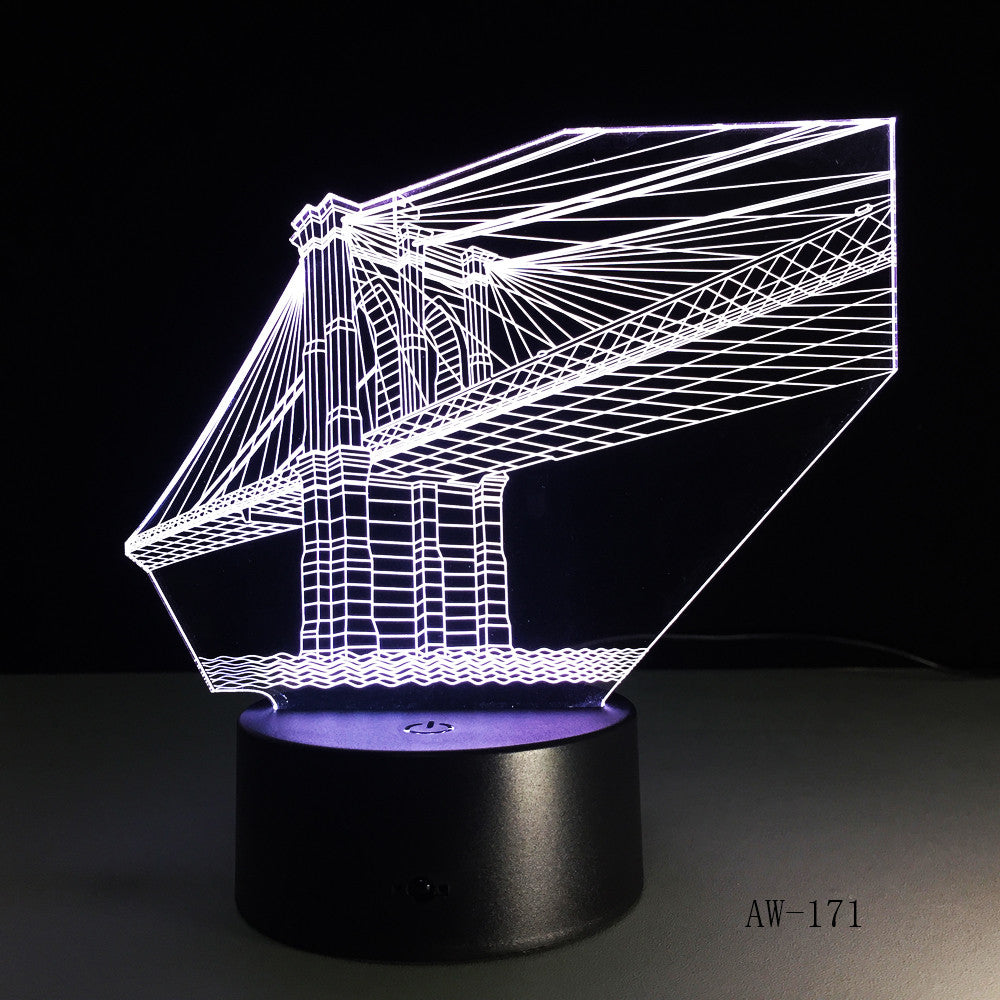 7 Color Bridge Lamp 3D Visual Led Night Lights for Kid Touch USB Table Lampara Lampe Baby Sleeping Nightlight Sensor Lamp AW-171