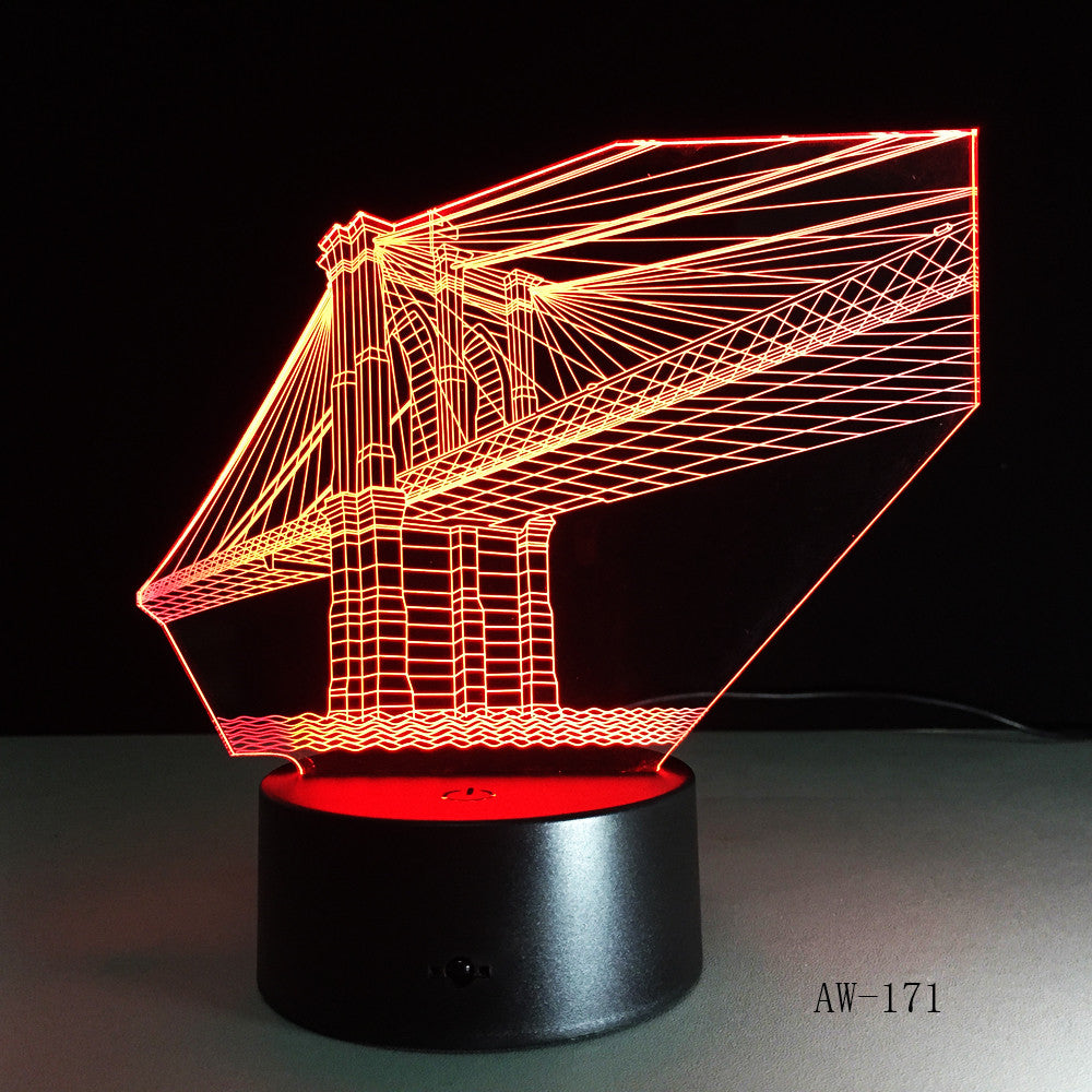 7 Color Bridge Lamp 3D Visual Led Night Lights for Kid Touch USB Table Lampara Lampe Baby Sleeping Nightlight Sensor Lamp AW-171