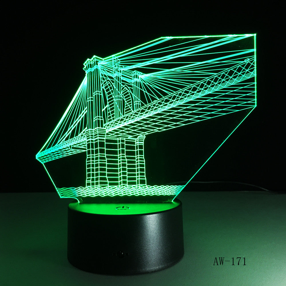 7 Color Bridge Lamp 3D Visual Led Night Lights for Kid Touch USB Table Lampara Lampe Baby Sleeping Nightlight Sensor Lamp AW-171