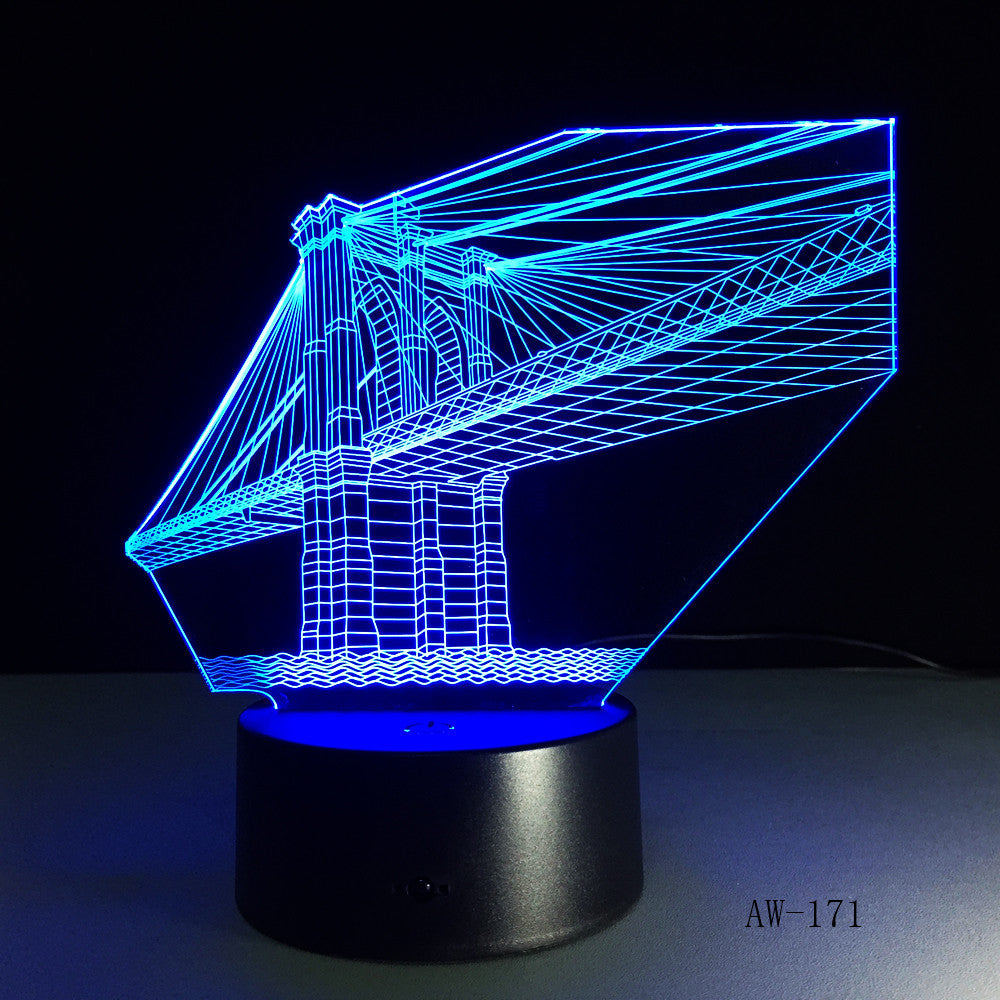 7 Color Bridge Lamp 3D Visual Led Night Lights for Kid Touch USB Table Lampara Lampe Baby Sleeping Nightlight Sensor Lamp AW-171