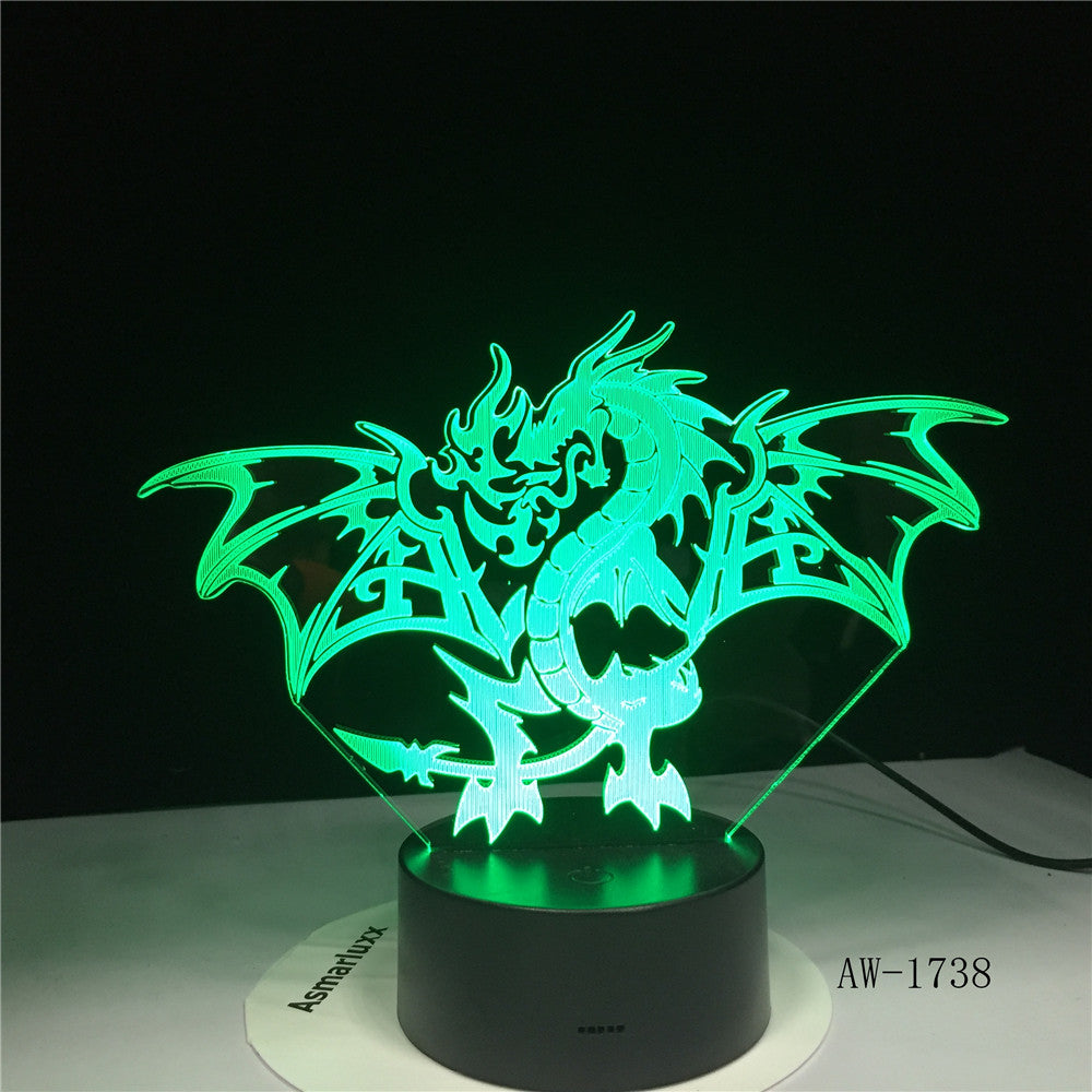 Fire Dragon 3d Led Light 7 Colors Night Lamp For Kid Gift Touch Led Usb Table Lampara Lampe Baby Sleeping Nightlight AW-1738