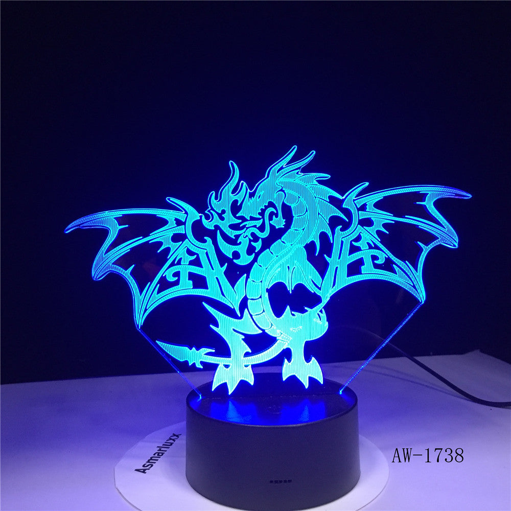 Fire Dragon 3d Led Light 7 Colors Night Lamp For Kid Gift Touch Led Usb Table Lampara Lampe Baby Sleeping Nightlight AW-1738