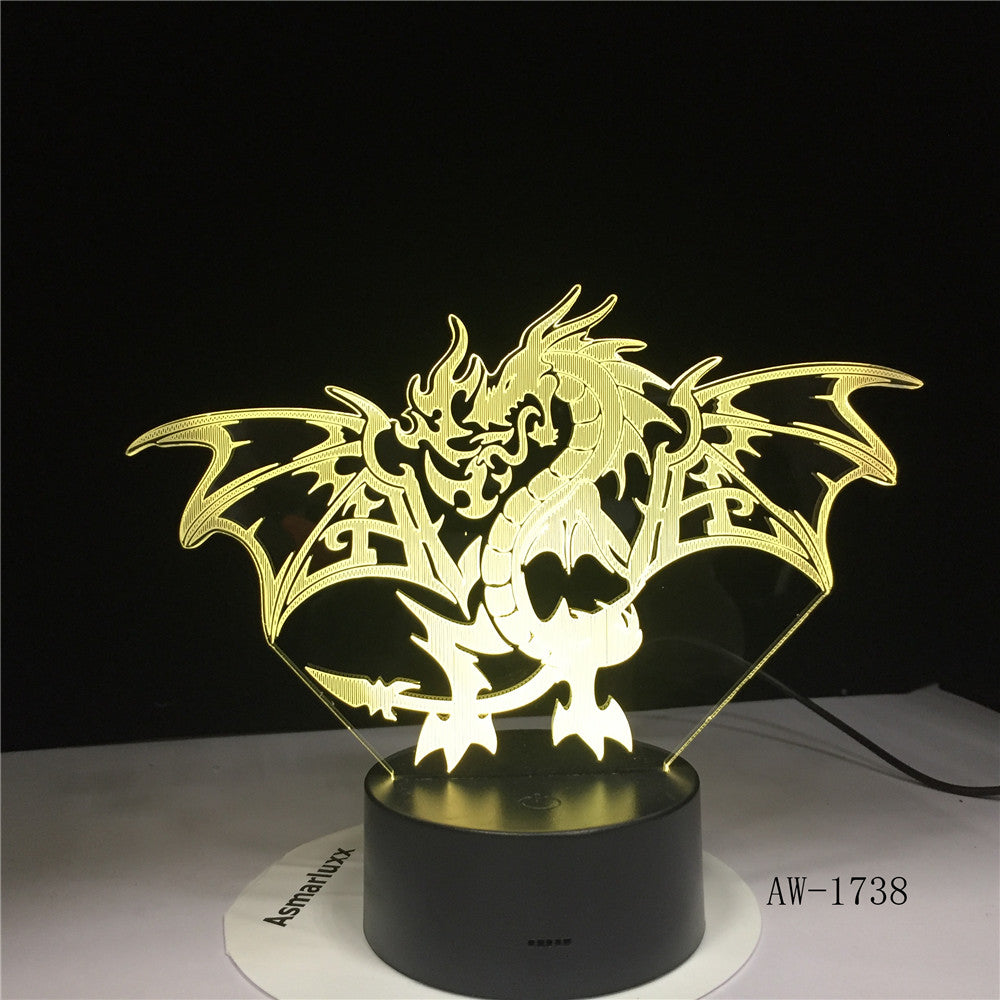 Fire Dragon 3d Led Light 7 Colors Night Lamp For Kid Gift Touch Led Usb Table Lampara Lampe Baby Sleeping Nightlight AW-1738