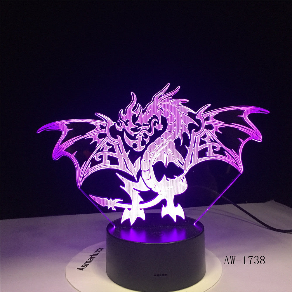 Fire Dragon 3d Led Light 7 Colors Night Lamp For Kid Gift Touch Led Usb Table Lampara Lampe Baby Sleeping Nightlight AW-1738