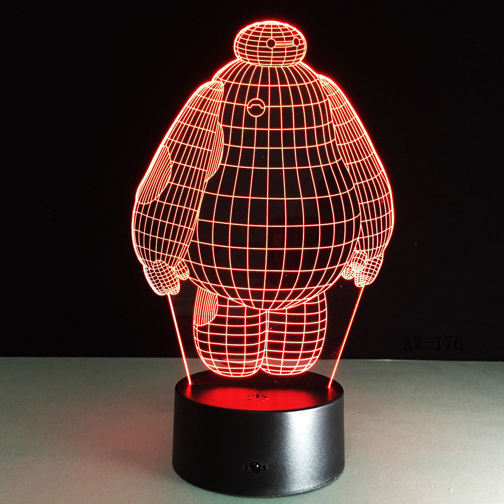 Hero Cartoon Baymax 3D Lamp Night Light USB LED Lighting Mulitcolor Holiday Souvenirs Luminaria Kids Toys Table luminaria AW-176