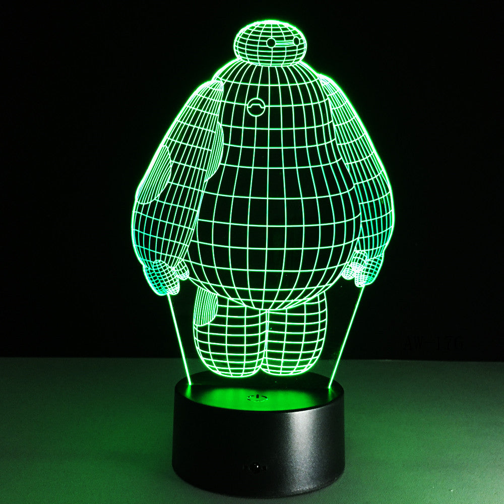 Hero Cartoon Baymax 3D Lamp Night Light USB LED Lighting Mulitcolor Holiday Souvenirs Luminaria Kids Toys Table luminaria AW-176