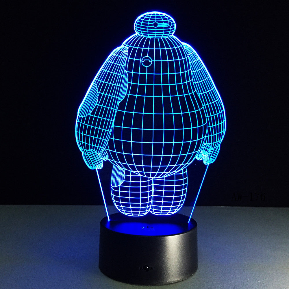 Hero Cartoon Baymax 3D Lamp Night Light USB LED Lighting Mulitcolor Holiday Souvenirs Luminaria Kids Toys Table luminaria AW-176