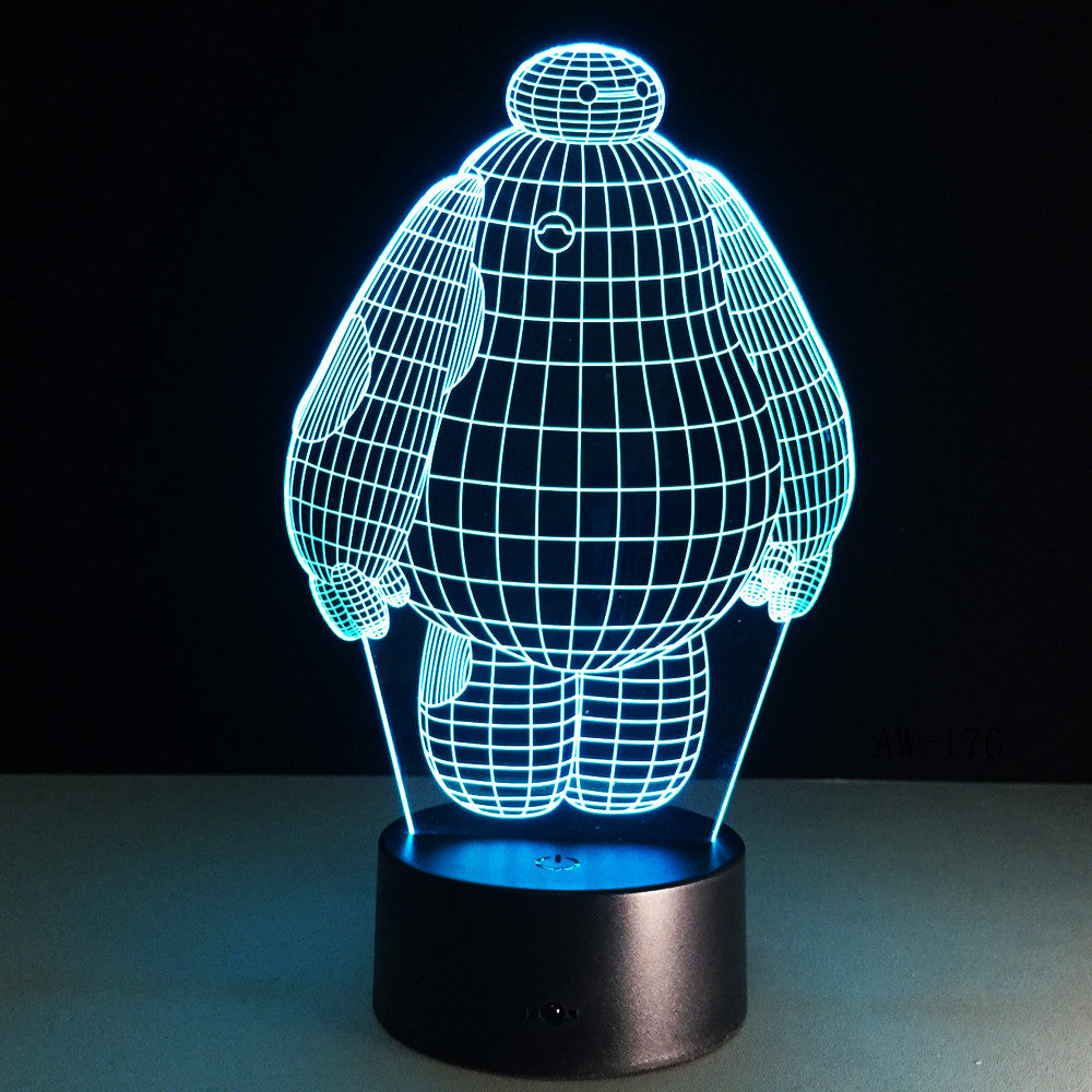 Hero Cartoon Baymax 3D Lamp Night Light USB LED Lighting Mulitcolor Holiday Souvenirs Luminaria Kids Toys Table luminaria AW-176
