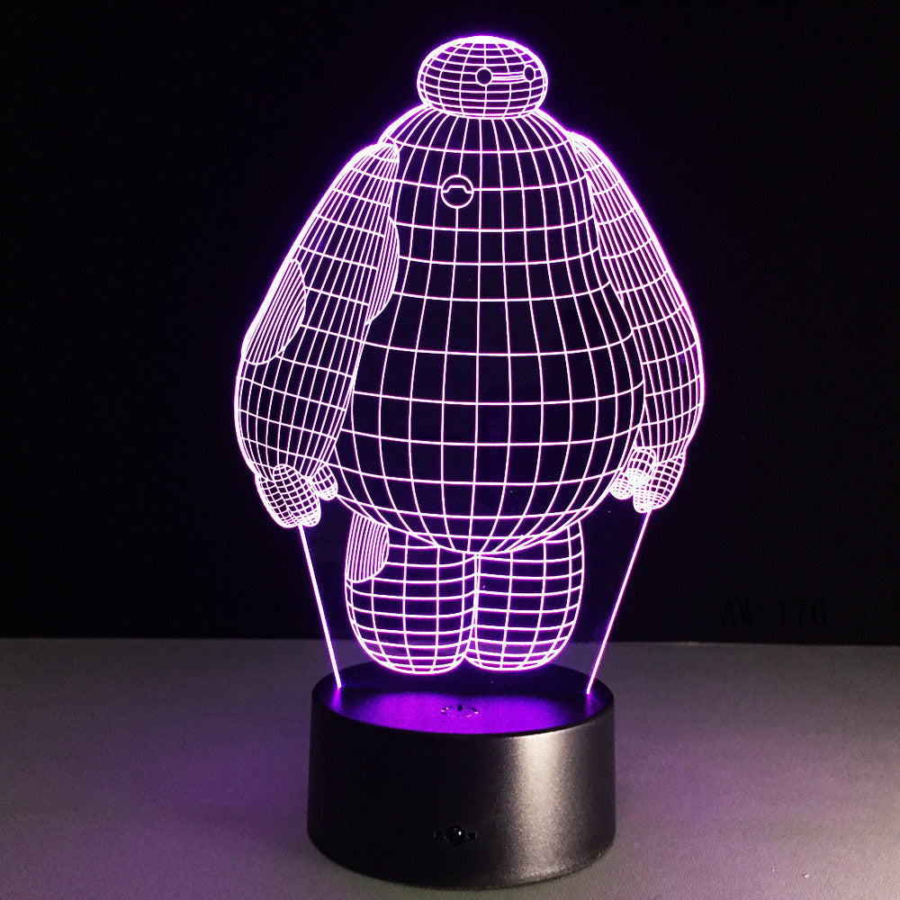 Hero Cartoon Baymax 3D Lamp Night Light USB LED Lighting Mulitcolor Holiday Souvenirs Luminaria Kids Toys Table luminaria AW-176